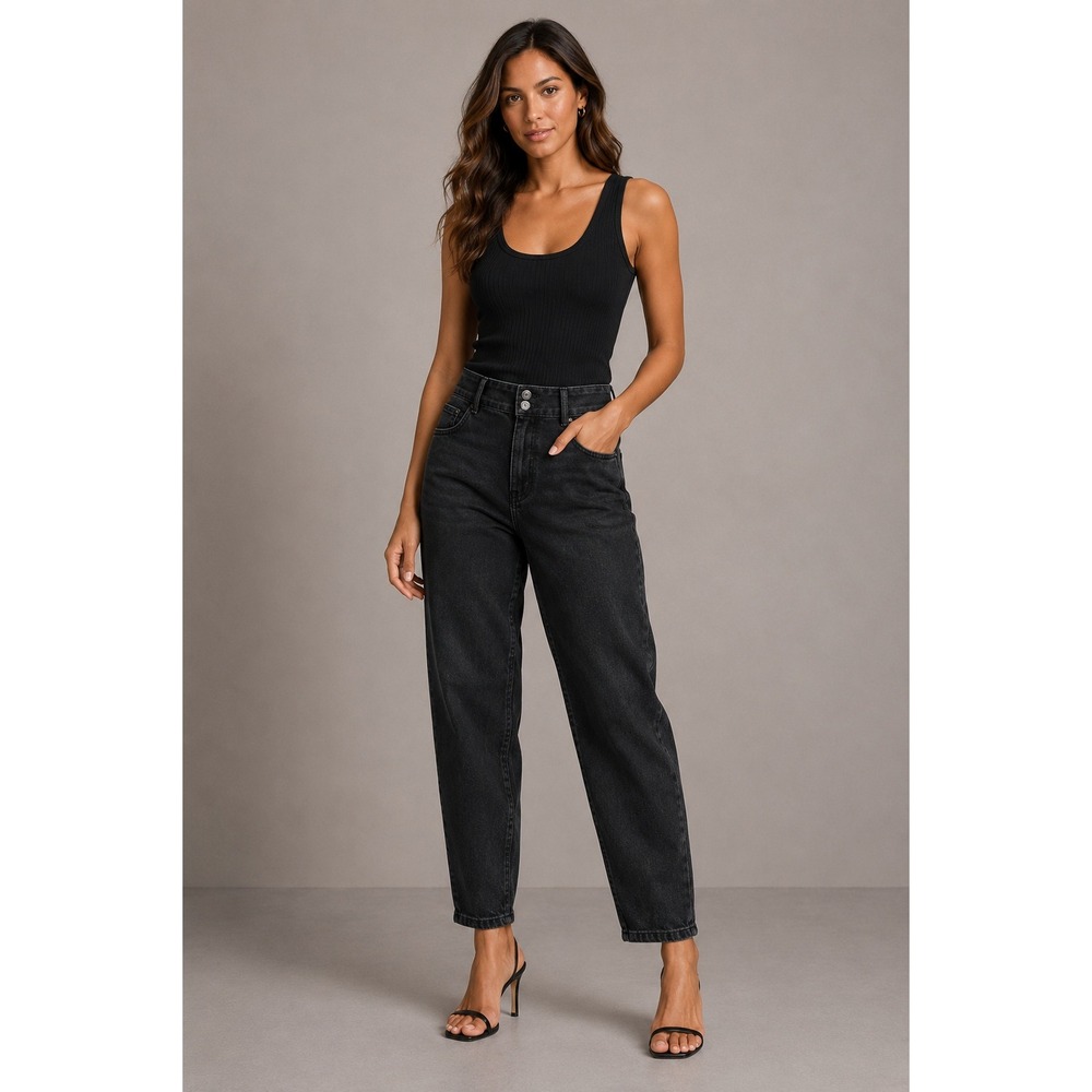 Forever 21 Premium Size 16 Black High Rise Skinny Jeans‎ Double Button Stretch